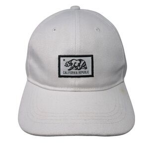 California Republic Bear Strapback Hat White OSFA Solid Embroidered